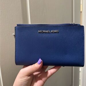 Michael Kors Navy Blue Zip Wallet